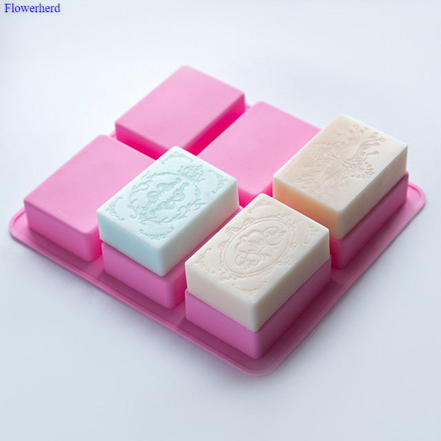 Six-cavity Rectangular Flower-shaped Totem Handmade Soap Silicone